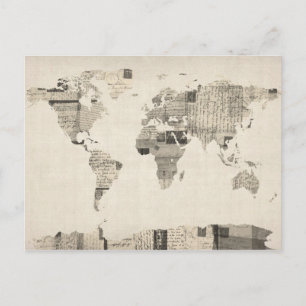 Kaart van de Wereldkaart van oude Briefkaarten