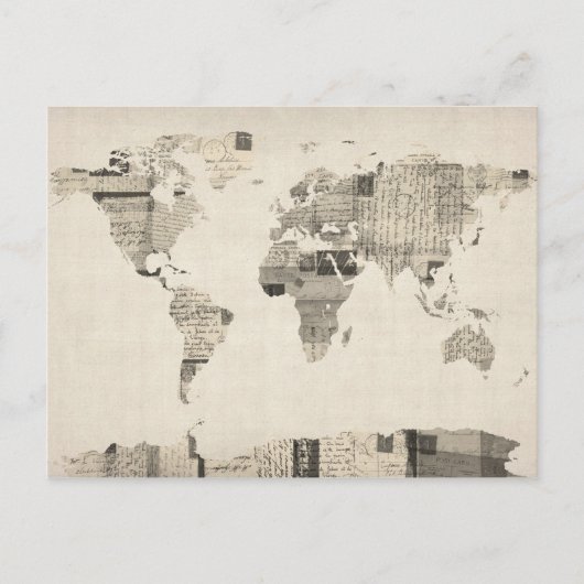 Kaart van de Wereldkaart van oude Briefkaarten (Voorkant)