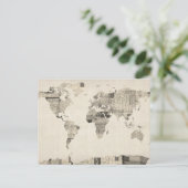 Kaart van de Wereldkaart van oude Briefkaarten (Staand voorkant)