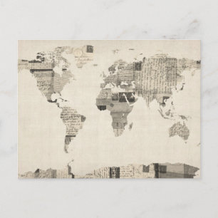 Kaart van de Wereldkaart van oude Briefkaarten