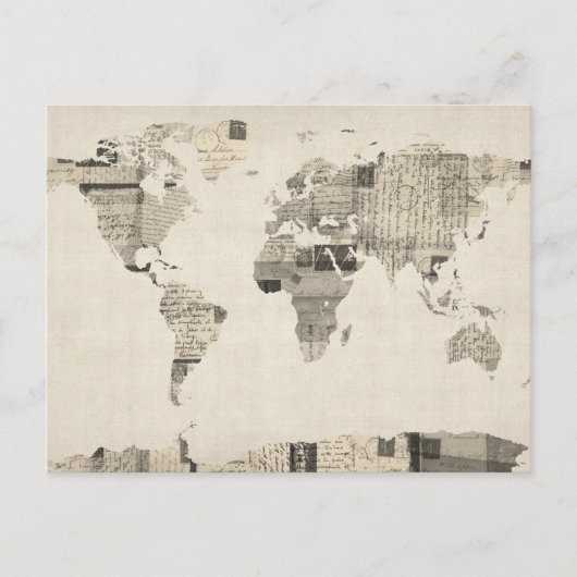 Kaart van de Wereldkaart van oude Briefkaarten (Voorkant)