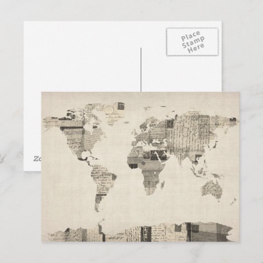 Kaart van de Wereldkaart van oude Briefkaarten (Voorkant / Achterkant)