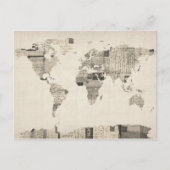 Kaart van de Wereldkaart van oude Briefkaarten (Voorkant)