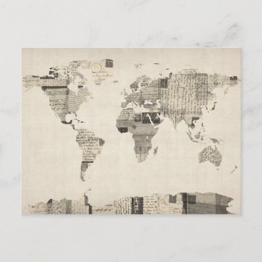 Kaart van de Wereldkaart van oude Briefkaarten (Voorkant)