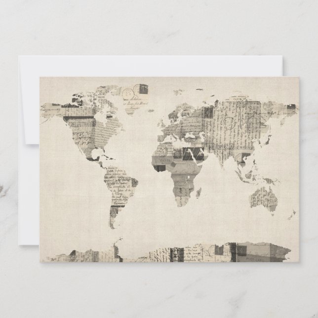 Kaart van de Wereldkaart van oude Briefkaarten (Voorkant)