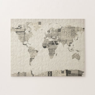 Kaart van de Wereldkaart van oude Briefkaarten Legpuzzel