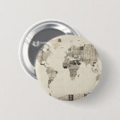 Kaart van de Wereldkaart van oude Briefkaarten Ronde Button 5,7 Cm (Voorkant /achterkant)