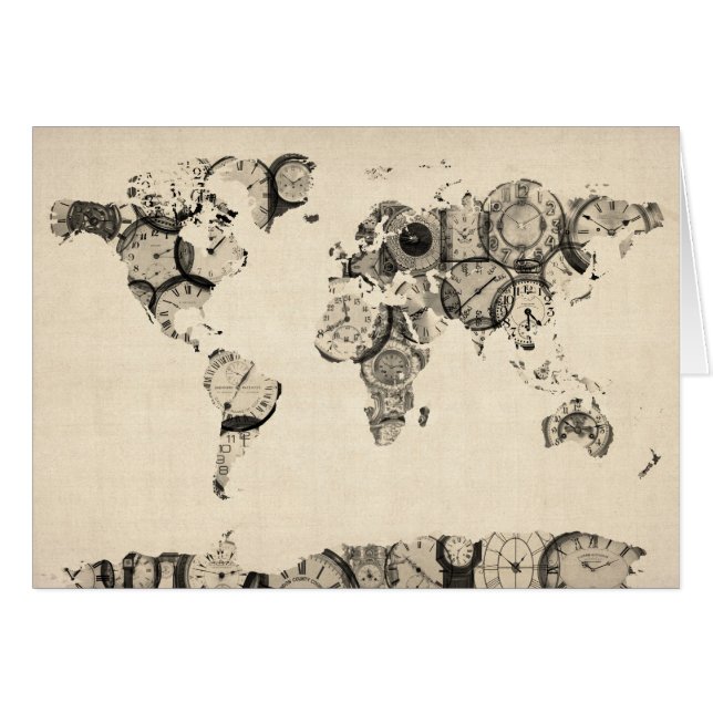Kaart van de Wereldkaart van Oude Klokken (Voorkant Horizontaal)