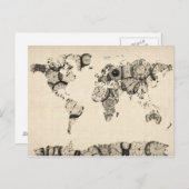 Kaart van de Wereldkaart van Oude Klokken (Voorkant / Achterkant)