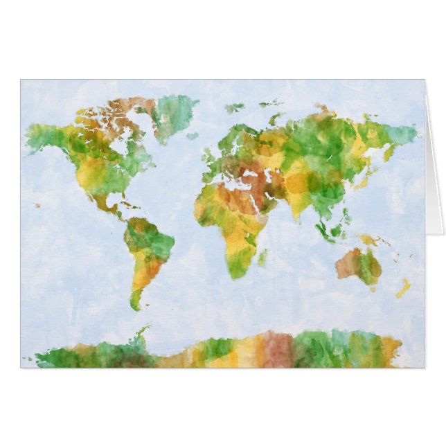 Kaart van de WereldWaterverf (Voorkant Horizontaal)