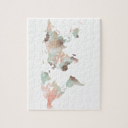 Kaart van de WereldWaterverf Legpuzzel (Verticaal)