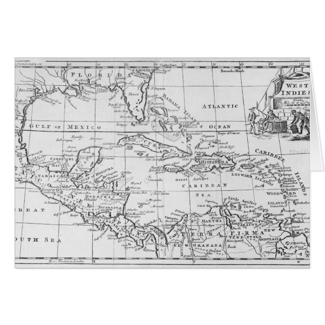 Kaart van de West Indies (Voorkant Horizontaal)