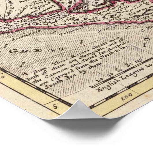 Kaart van de West Indies, Mexico of Nieuw-Spanje Poster (Hoek)