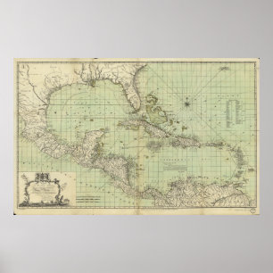 Kaart van de West Indies van Thomas Bowen (1774) Poster