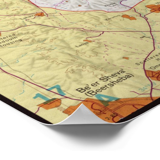 Kaart van de Westelijke Jordaanoever en de Vicinit Poster (Hoek)