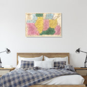Kaart van de Westerne staten Canvas Afdruk (Insitu (Slaapkamer))