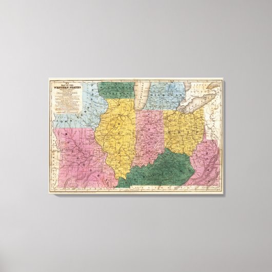 Kaart van de Westerne staten Canvas Afdruk (Voorkant)