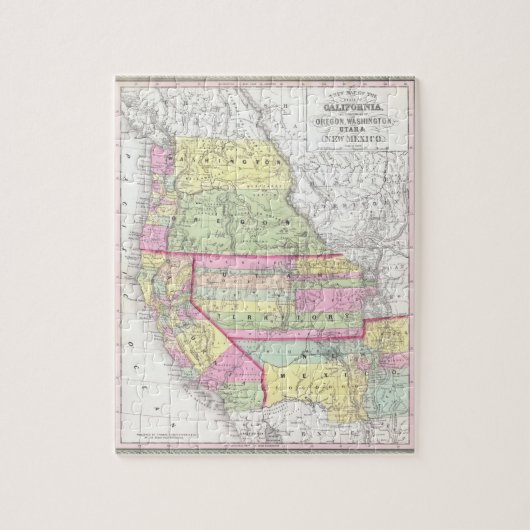  kaart van de Westerne Verenigde Staten (1853) Legpuzzel (Verticaal)