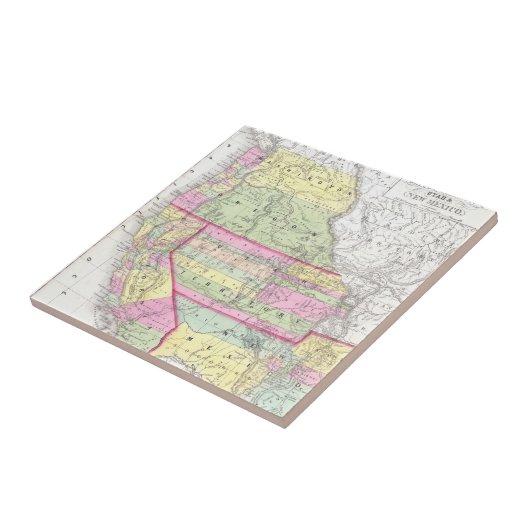  kaart van de Westerne Verenigde Staten (1853) Tegeltje (Zijkant)