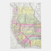  kaart van de Westerne Verenigde Staten (1853) Theedoek (Verticaal)