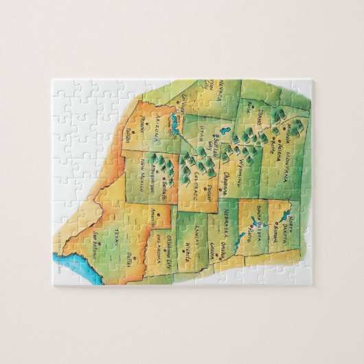 Kaart van de Westerne Verenigde Staten Legpuzzel (Horizontaal)