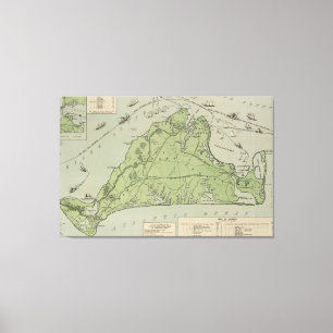 kaart van de wijngaard Marthas (1913) Canvas Afdruk