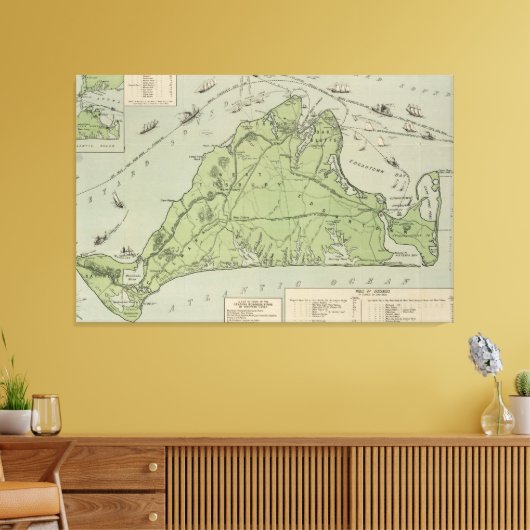  kaart van de wijngaard Marthas (1913) Canvas Afdruk (Insitu (Woonkamer))