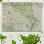  kaart van de wijngaard Marthas (1913) Theedoek (Gevouwen)