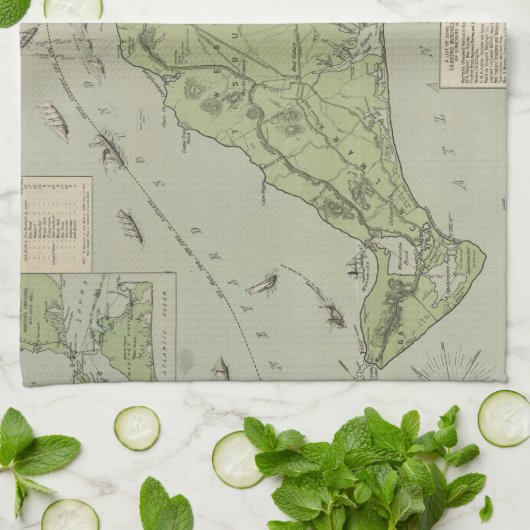  kaart van de wijngaard Marthas (1913) Theedoek (Gevouwen)