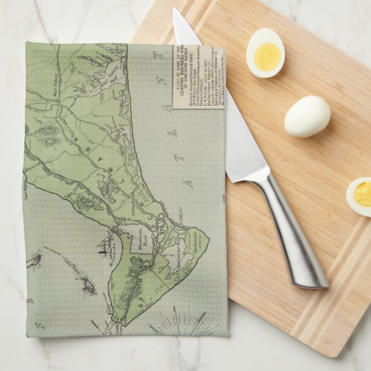  kaart van de wijngaard Marthas (1913) Theedoek (Quarter Fold)