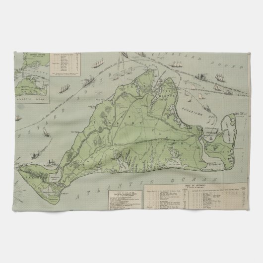  kaart van de wijngaard Marthas (1913) Theedoek (Horizontaal)