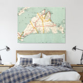  kaart van de wijngaard van Martha (1917) Canvas Afdruk (Insitu (Slaapkamer))