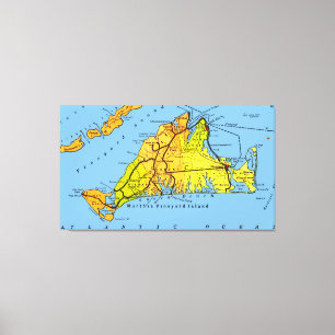 Kaart van de wijngaard van Martha Canvas Afdruk