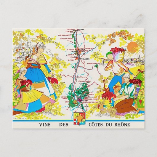 Kaart van de wijnregio Cotes du Rhone (Voorkant)
