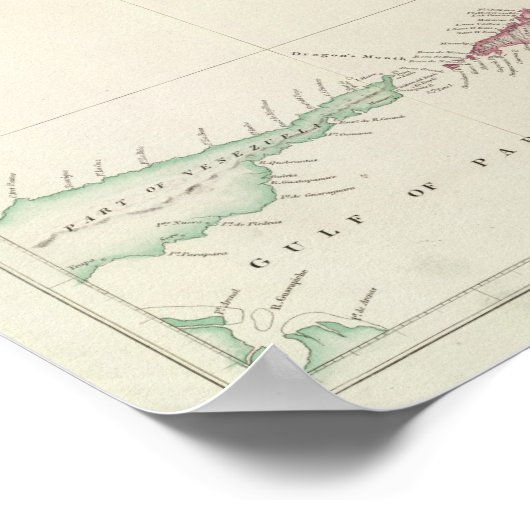 Kaart van de Windward Islands Poster (Hoek)