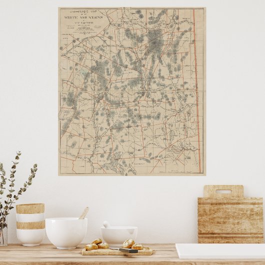 kaart van de witte bergen (1896) poster (Keuken)