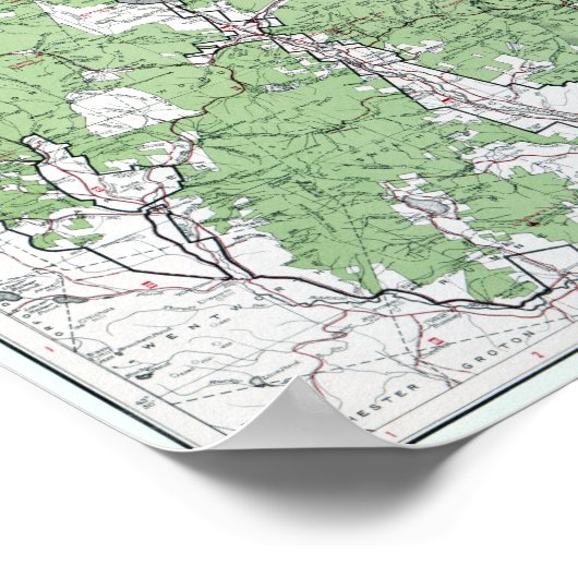 kaart van de Witte bergen Poster (Hoek)