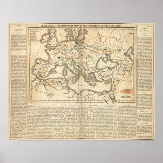 Kaart van de wonden van de barbaren poster (Voorkant)