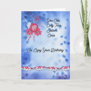 Kaart van de zestiende verjaardag Blue