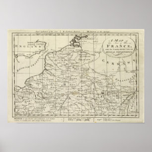 Kaart van de zetel van de oorlog in Frankrijk Poster