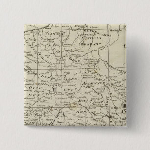 Kaart van de zetel van de oorlog in Frankrijk Vierkante Button 5,1 Cm