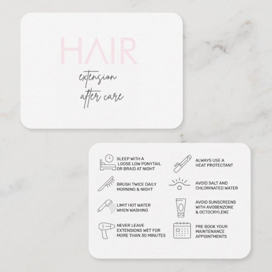 Kaart VAN DE ZORG VAN DE UITBREIDING VAN HAAR (roz Visitekaartje (Voorkant / Achterkant)