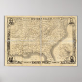 Kaart van de zuidelijke staten poster (Voorkant)