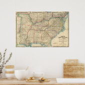 Kaart van de zuidelijke staten van Amerika Poster (Keuken)