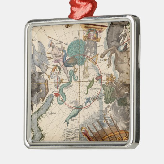  kaart van de zuidpool metalen ornament (Links)