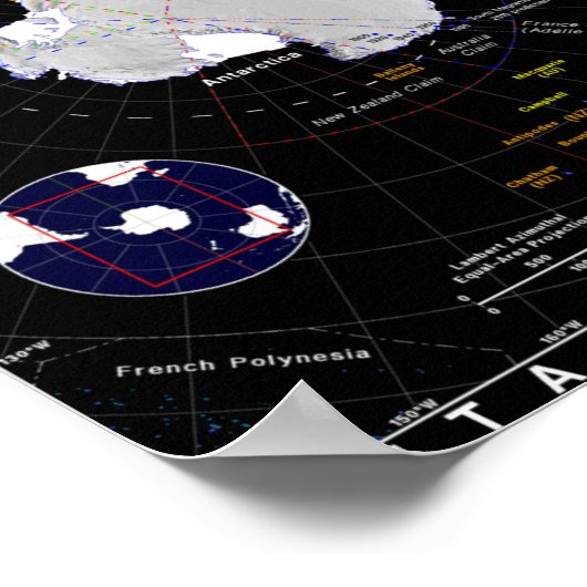 Kaart van de Zuidpool Poster (Hoek)