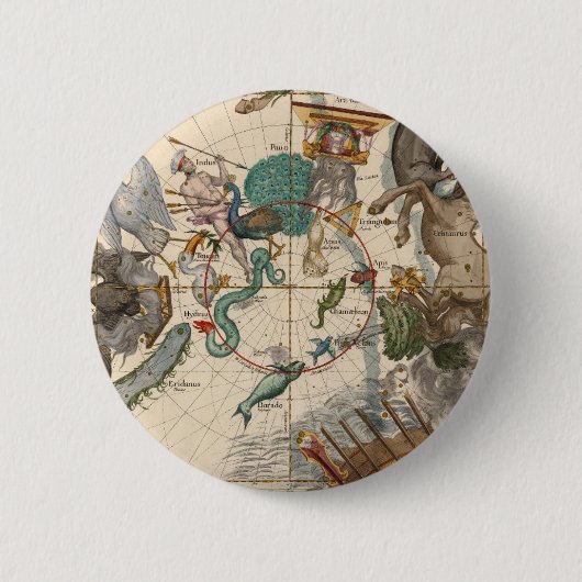  kaart van de zuidpool ronde button 5,7 cm (Voorkant)