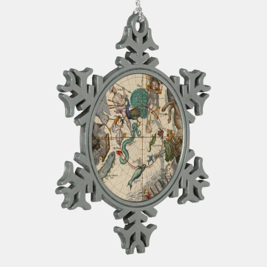 kaart van de zuidpool tin sneeuwvlok ornament (Links)