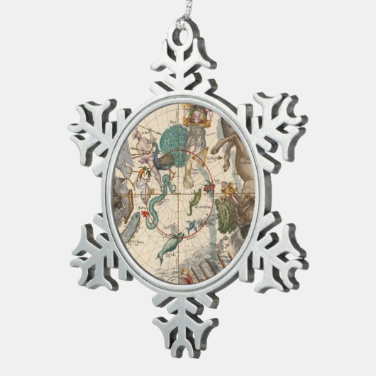  kaart van de zuidpool tin sneeuwvlok ornament (Rechts)