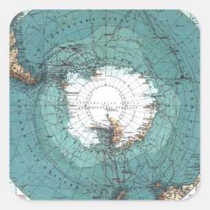 Kaart van de Zuidpool Vierkante Sticker